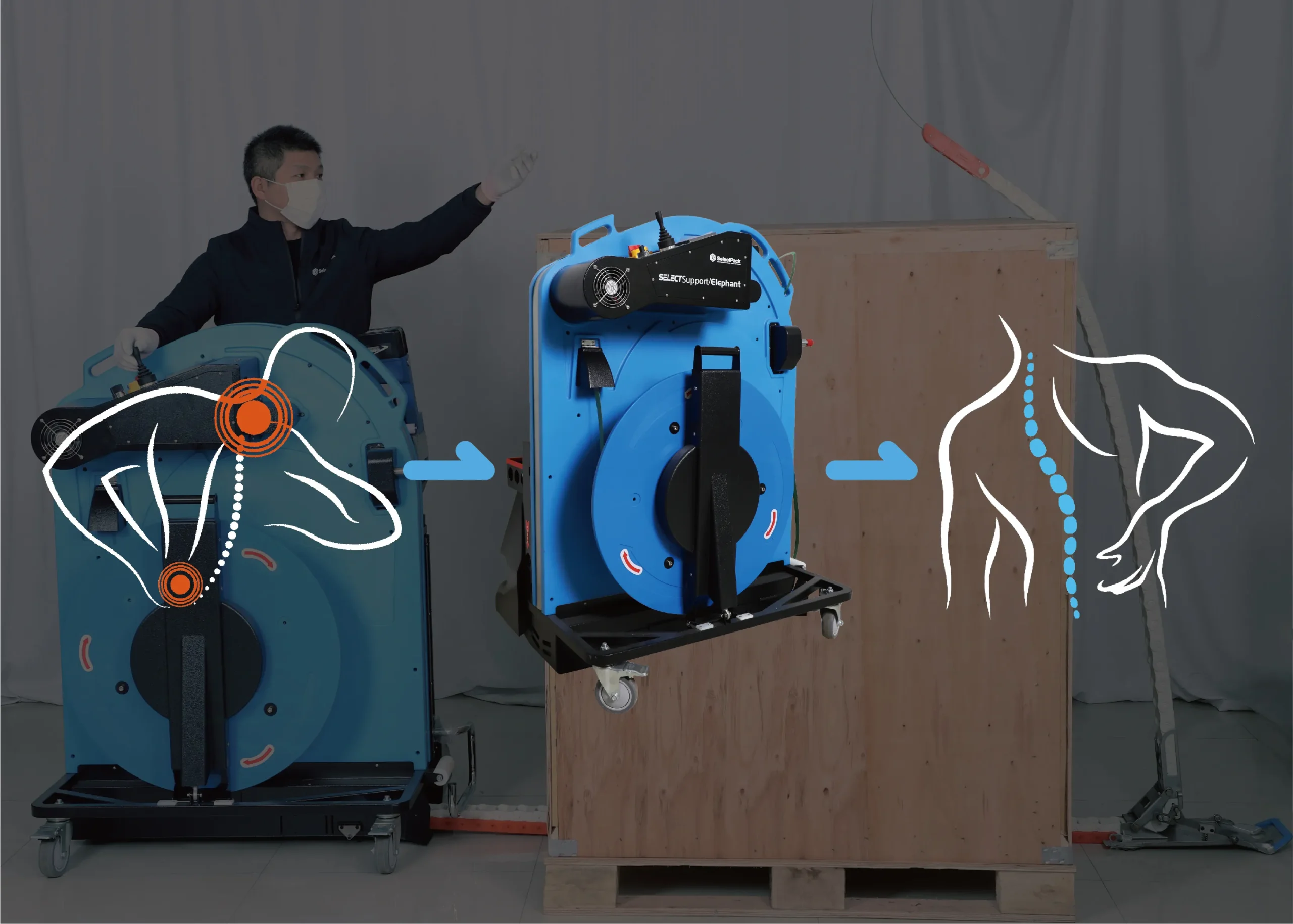 Demonstration of ergonomic strapping machine