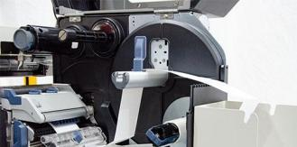 Close-up of the film roll holder on the G60B bagging machine