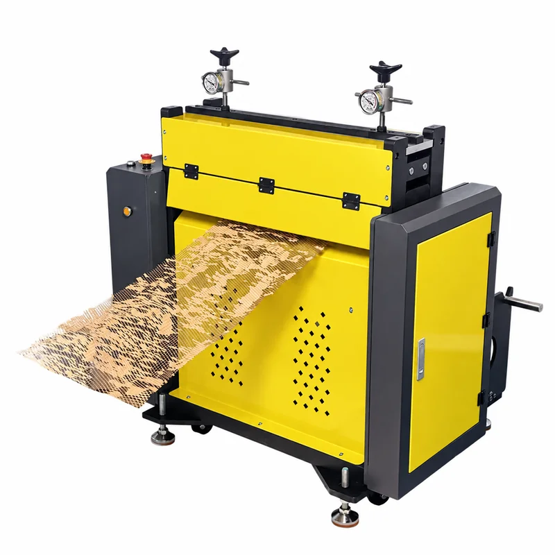 HM50-M honeycomb paper die-cutting machine with kraft paper at the outlet